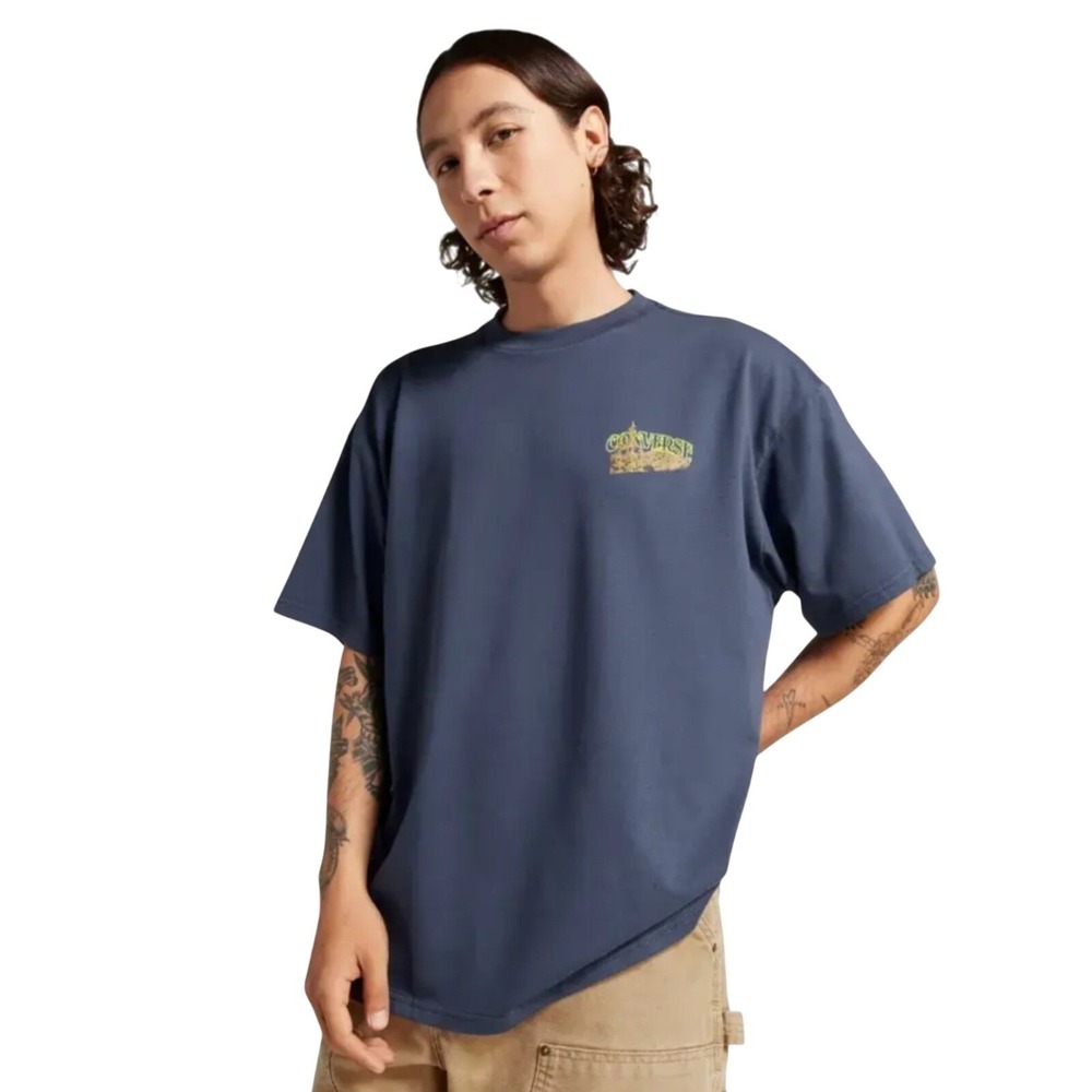 Converse Mens Mountain Remix Graphic T-shirt Navy Blue Medium Short Sleeve Tee